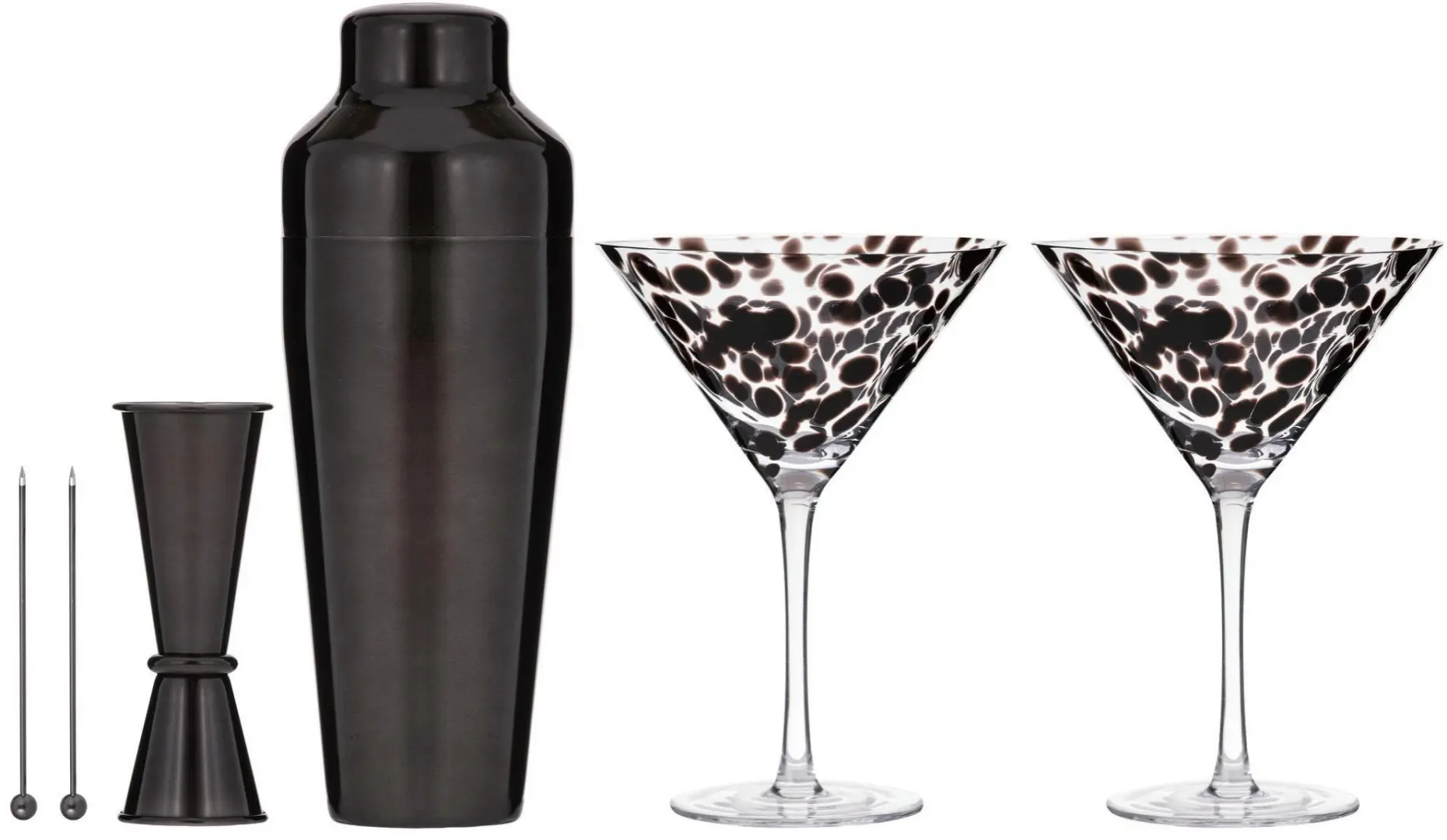 Cocktail shakers, bar tools and stainless steel barware collection