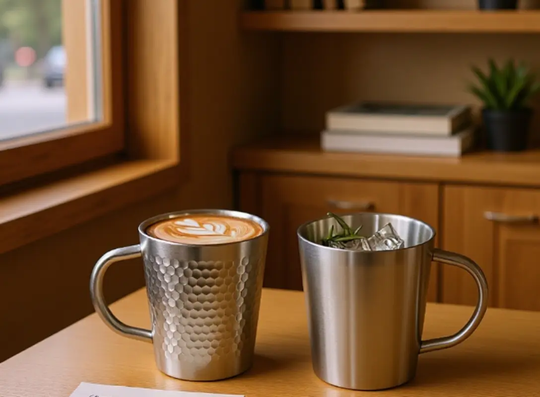 Stainless steel double-wall coffee mug by London Black