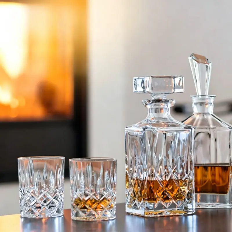 Crystal decanter and glass pair gift set