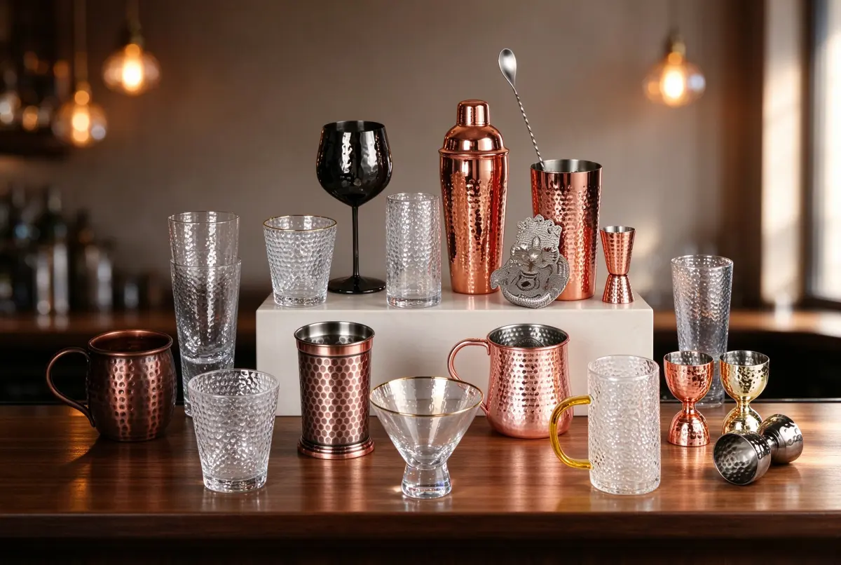 Stainless steel tumblers, wine glasses and cocktail glassware for private label